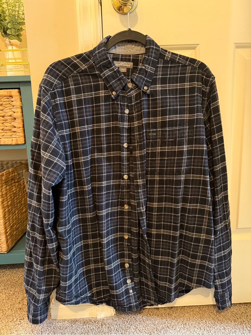 Eddie Bauer Blue Navy Plaid Button-Down Shirt